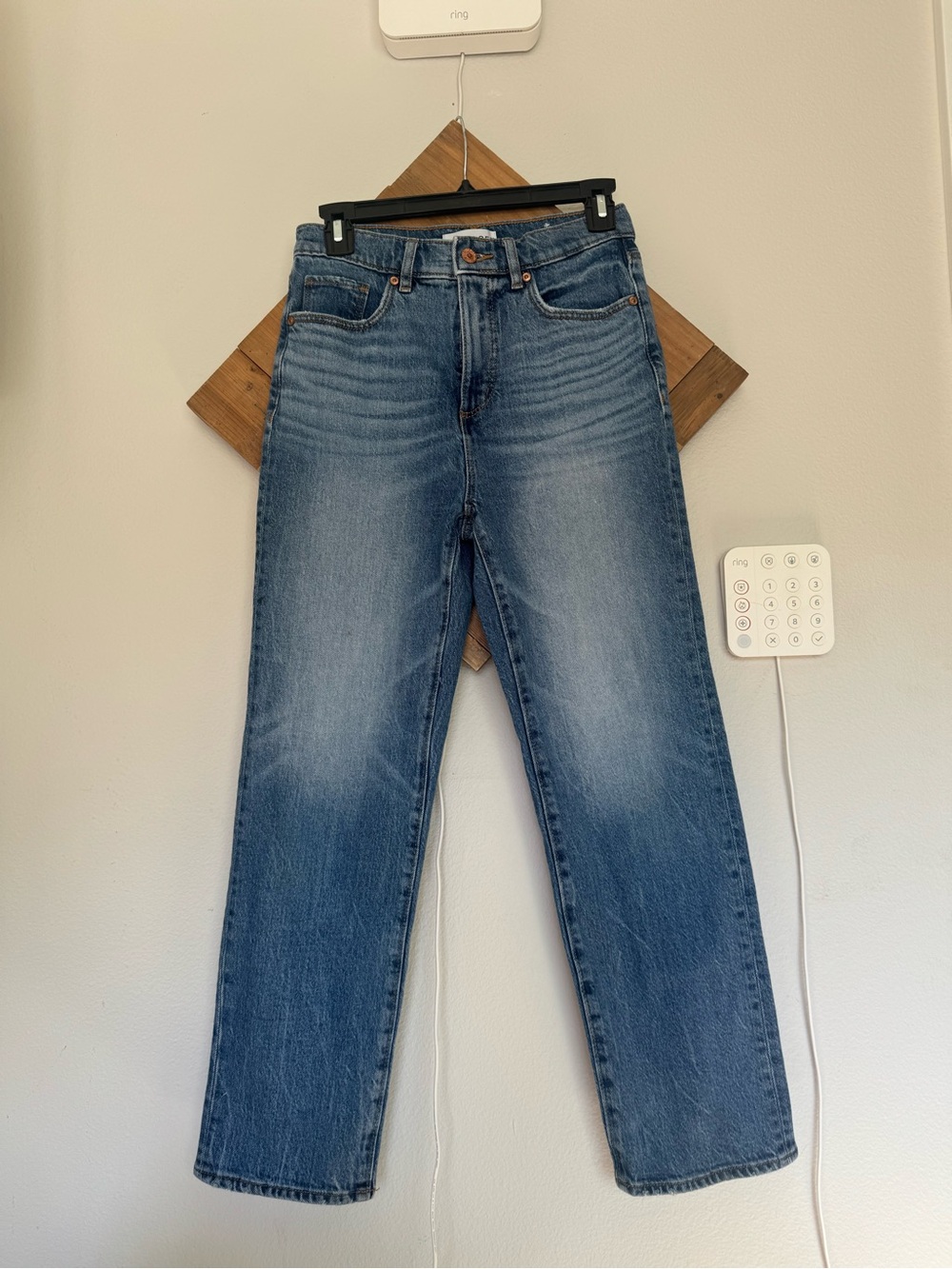 LOFT Woman’s Medium Blue Straight Jeans with Whiskering - Picture 3 of 4